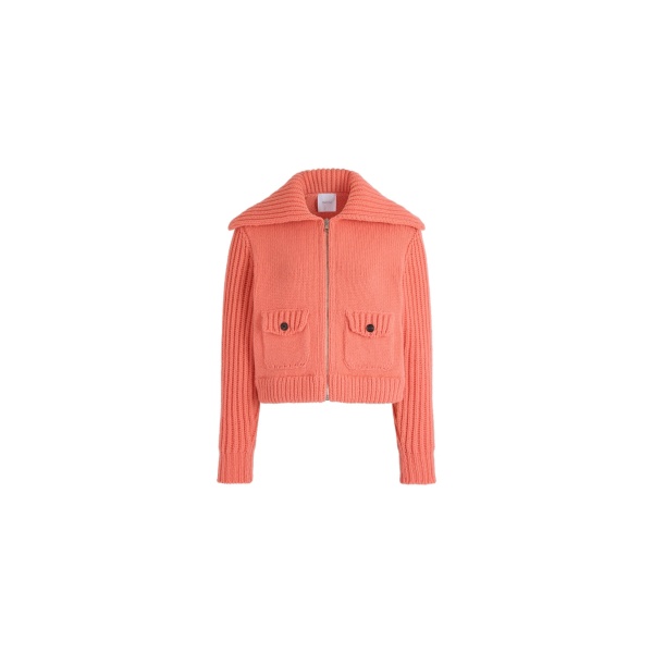 Patou Zip-up jacket in Winter Blush wool and cashmere