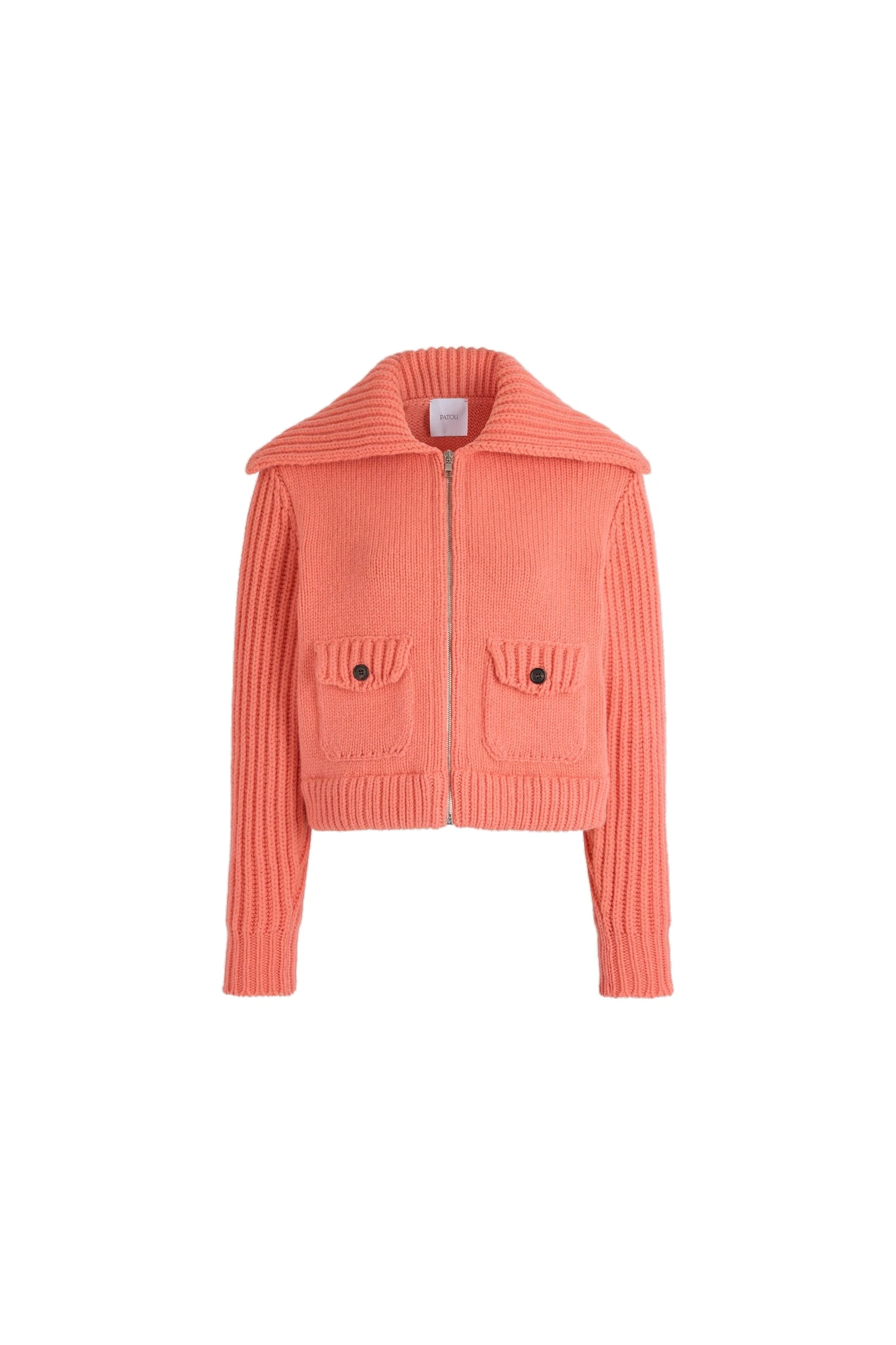 Patou Zip-up jacket in Winter Blush wool and cashmere | Knitwear | Coveti Patou Zip-up jacket in Winter Blush wool and cashmere