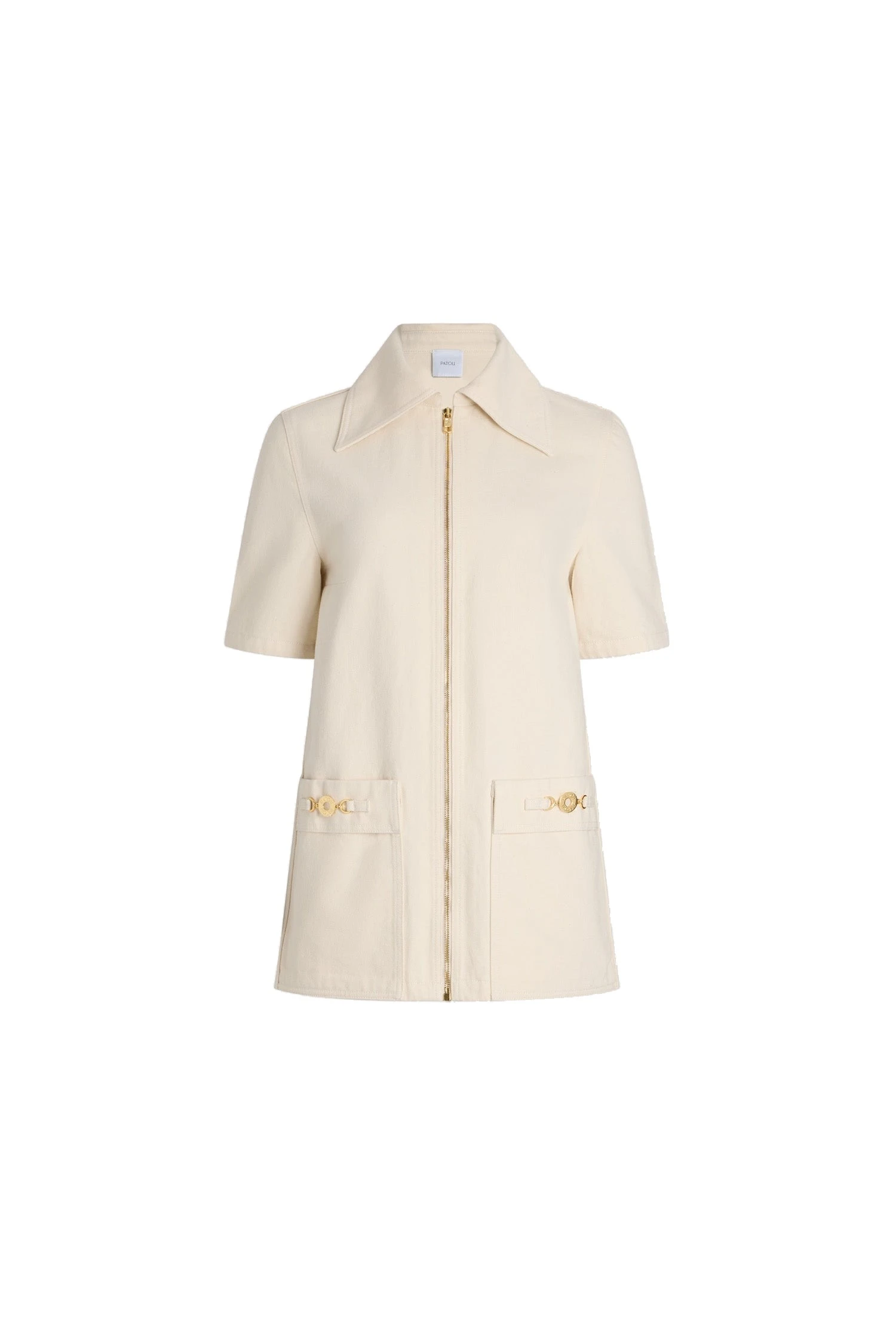 Patou Zipped mini dress in Natural cotton denim | Dresses | Coveti Patou Zipped mini dress in Natural cotton denim