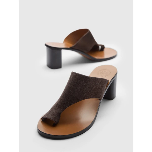 ATP Atelier Rosate in Walnut Cutout Heeled Sandals Brown