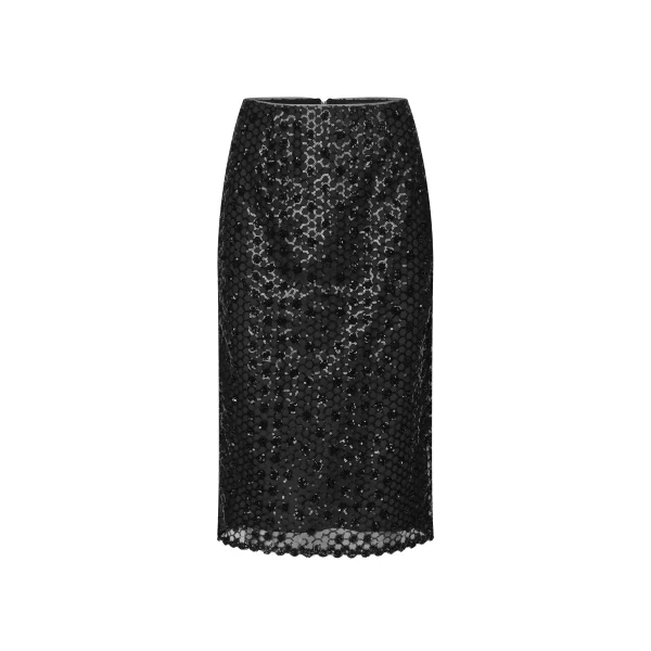 Black Sequins Midi Skirt