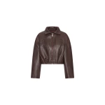Bonded Leather Jacket Dark Brown