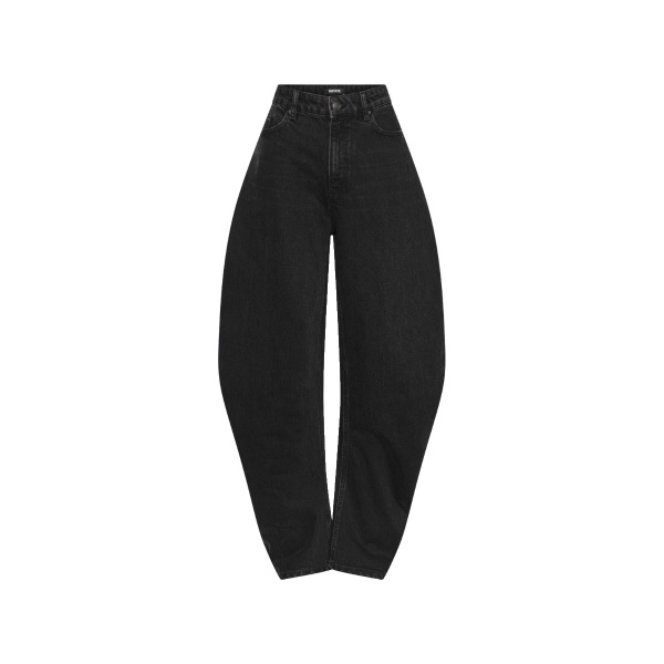 Draped Barrel Leg Jeans Black Denim