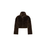 Faux Fur Crop Jacket Leopard