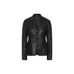 Fitted Leather Blazer Black