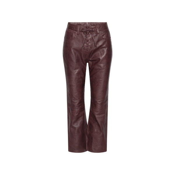 Flared Leather Capri Pants Mahogany