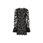 Flower Mesh LS Mini Dress
