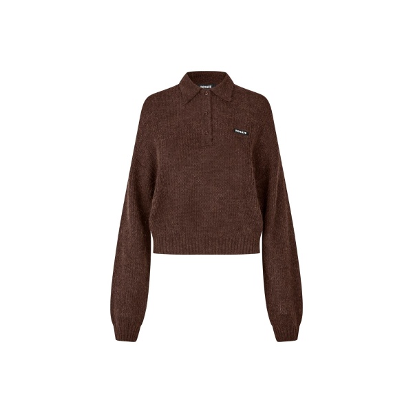 Fluffy Knit Polo Brown