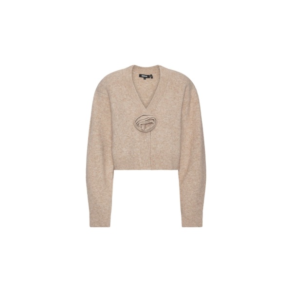 Knit Flower Cardigan Beige