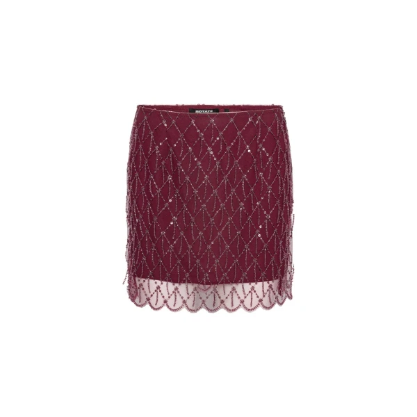 Sequins Mini Skirt Dark Red