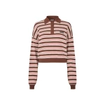 Slinky Knit Striped Polo Brown