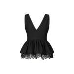 V-Neck Peplum Top Black