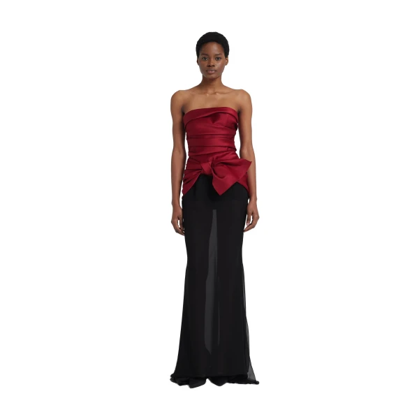 Zafira Long Dress in Swinton and Black