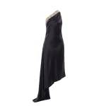 Saiid Kobeisy Asymmetrical One-Shoulder Embellished Dress in Jet Black