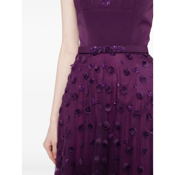 Saiid Kobeisy Beaded Tulle Dress with Polka Dots in Violet, view 5