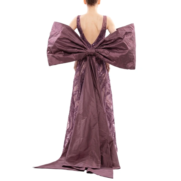 Saiid Kobeisy Bow Cape in Italian Plum, Style 59, view 4