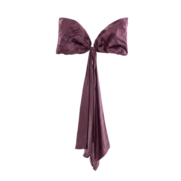 Saiid Kobeisy Bow Cape in Italian Plum, Style 59