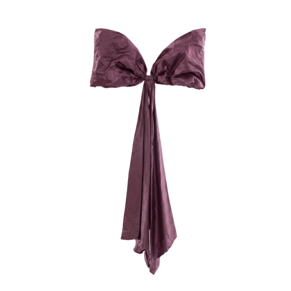 Saiid Kobeisy Bow Cape in Italian Plum, Style 59