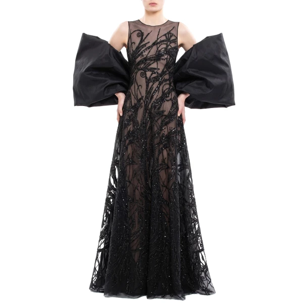 Saiid Kobeisy Bow Cape in Jet Black, view 2