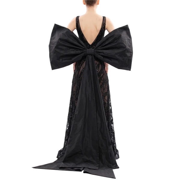 Saiid Kobeisy Bow Cape in Jet Black, view 4