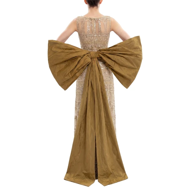 Saiid Kobeisy Bow Cape in Light Gold, view 4