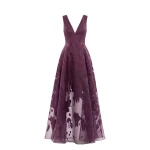 Saiid Kobeisy Brocade Dress in Italian Plum