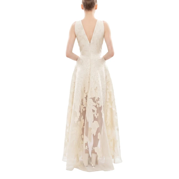 Saiid Kobeisy Brocade Dress in Ivory, view 4