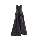 Saiid Kobeisy Brocade Long Dress in Jet Black