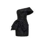 Saiid Kobeisy Brocade Short Dress in Jet Black