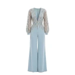 Saiid Kobeisy Crepe Beaded Jumpsuit in Antigua Sand