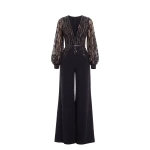 Saiid Kobeisy Crepe Beaded Jumpsuit in Jet Black