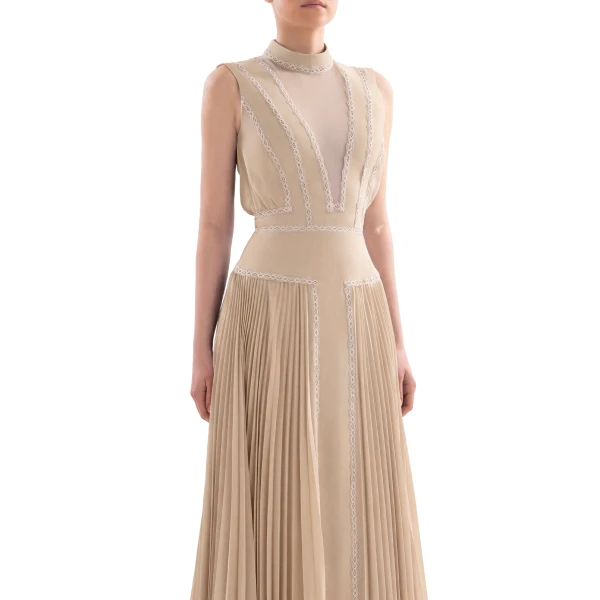 Saiid Kobeisy Crepe Georgette Dress in Skin, view 4