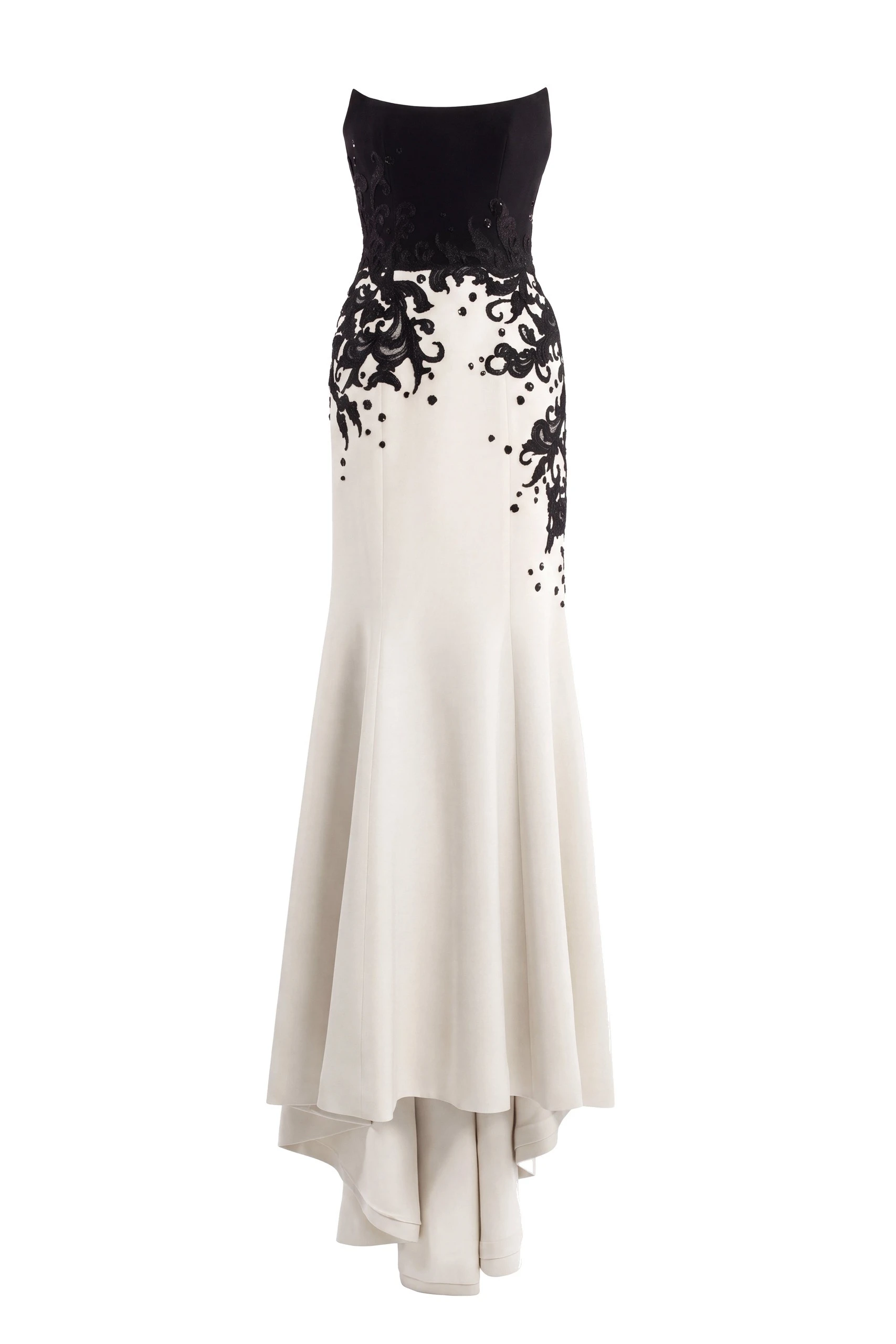 Saiid Kobeisy Crepe Mermaid Dress with Embroidery in Off White | Dresses | Coveti Saiid Kobeisy Crepe Mermaid Dress with Embroidery in Off White