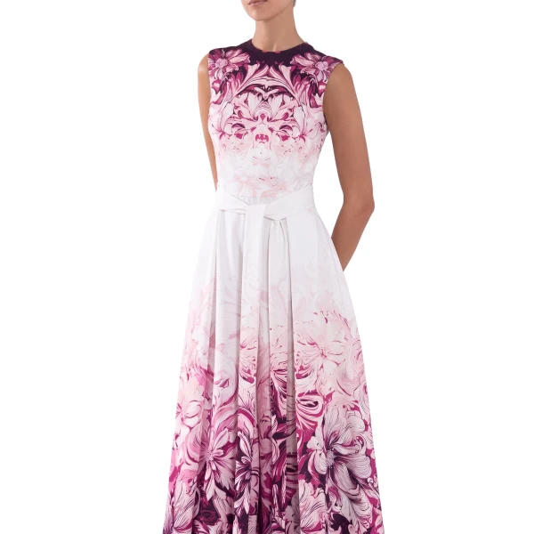 Saiid Kobeisy Crepe Printed Jumpsuit in Magenta Print, view 4