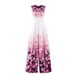 Saiid Kobeisy Crepe Printed Jumpsuit in Magenta Print