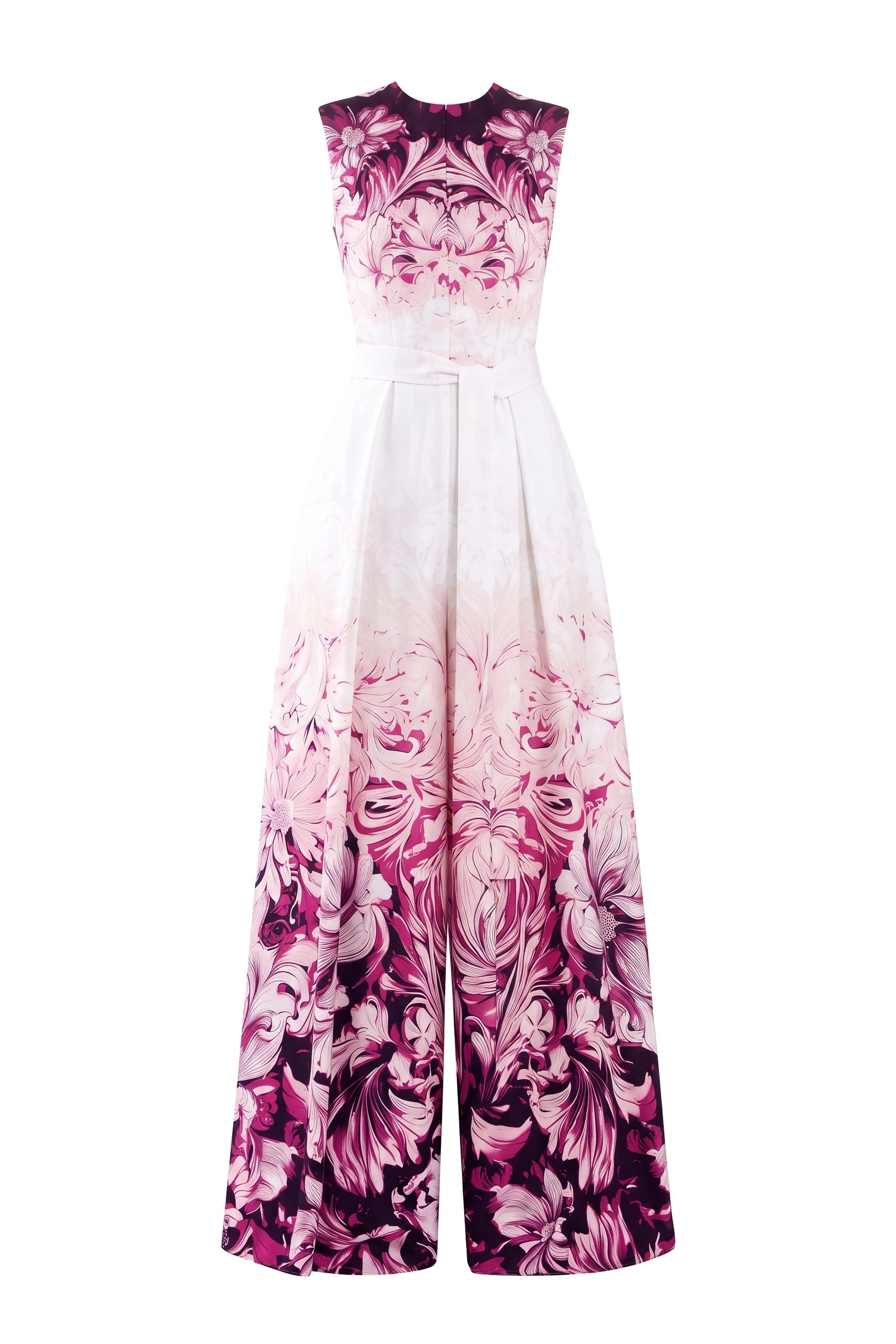 Saiid Kobeisy Crepe Printed Jumpsuit in Magenta Print | Jumpsuit | Coveti Saiid Kobeisy Crepe Printed Jumpsuit in Magenta Print