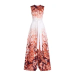 Saiid Kobeisy Crepe Printed Jumpsuit in Vibrant Orange Print