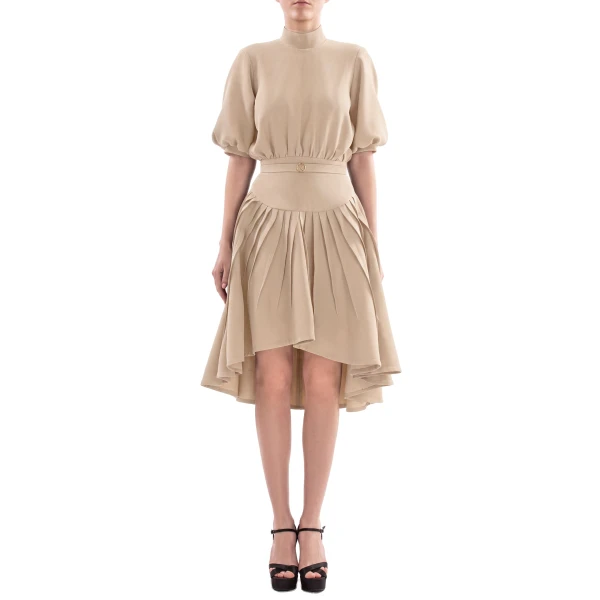 Saiid Kobeisy Crepe Short Dress in Skin, view 2