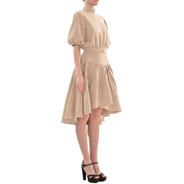 Saiid Kobeisy Crepe Short Dress in Skin, view 4