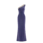 Saiid Kobeisy Crystal Embellished One-Shoulder Dress in Marlin