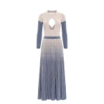 Saiid Kobeisy Degrade Knitwear Dress in Marlin and Ivory