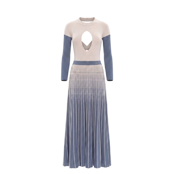Saiid Kobeisy Degrade Knitwear Dress in Marlin and Ivory