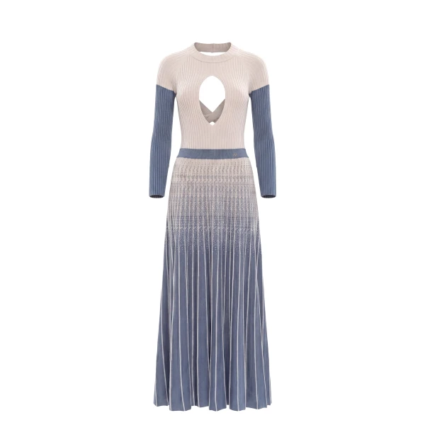 Saiid Kobeisy Degrade Knitwear Dress in Marlin and Ivory