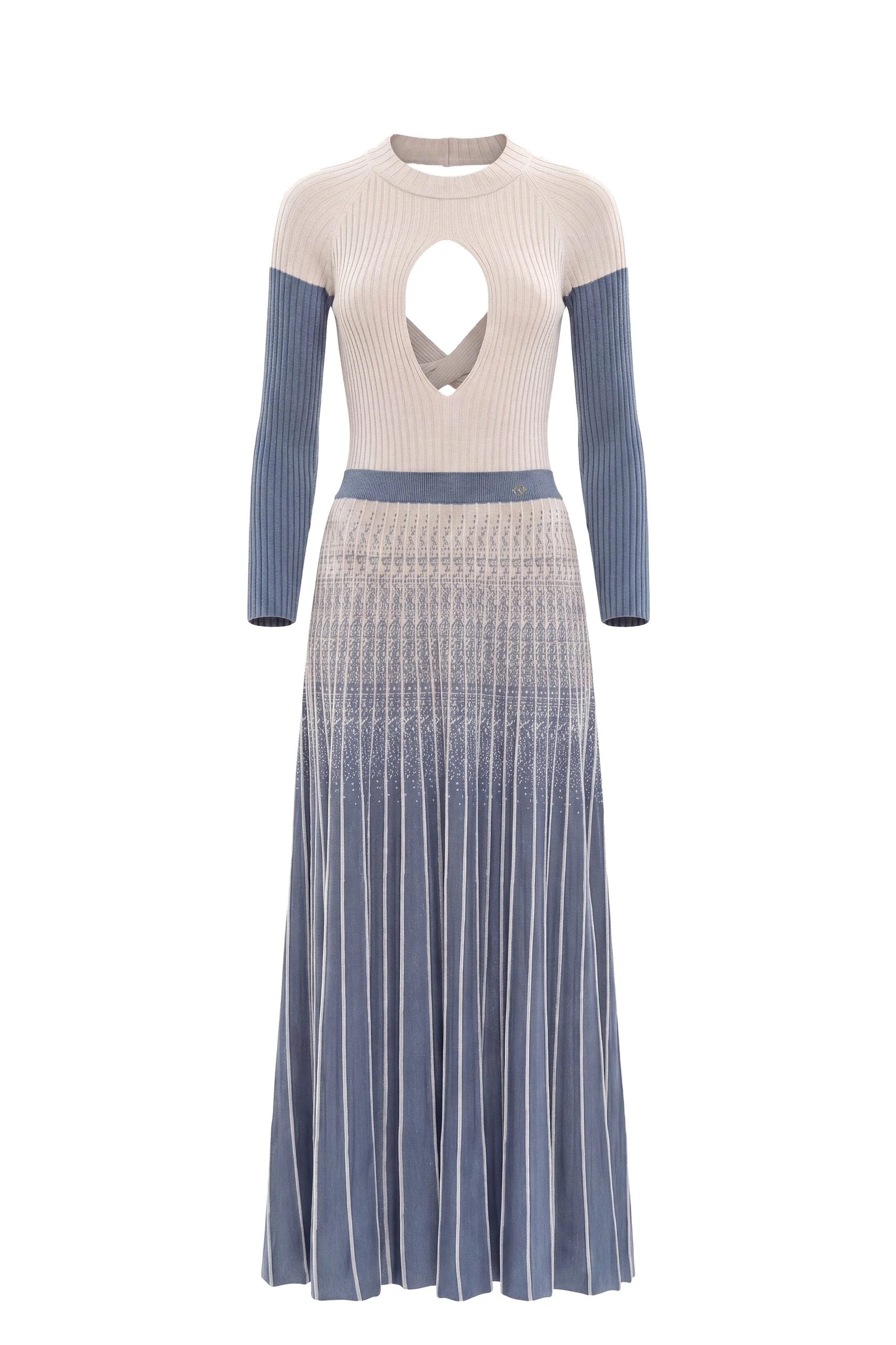Saiid Kobeisy Degrade Knitwear Dress in Marlin and Ivory | Dresses | Coveti Saiid Kobeisy Degrade Knitwear Dress in Marlin and Ivory