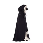 Saiid Kobeisy Double Faced Scuba Long Dress in Jet Black