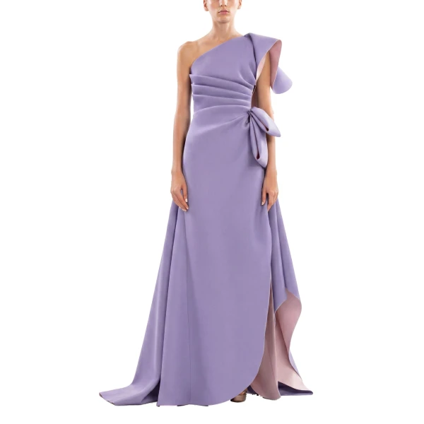 Saiid Kobeisy Double Faced Scuba Long Dress in Lavender, view 2