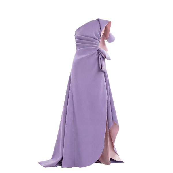 Saiid Kobeisy Double Faced Scuba Long Dress in Lavender