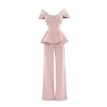 Saiid Kobeisy Draped Bow Set in Salsa Rosa
