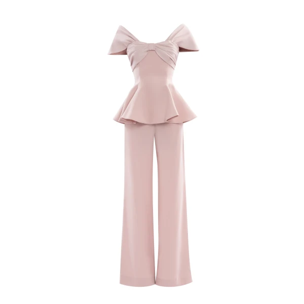 Saiid Kobeisy Draped Bow Set in Salsa Rosa