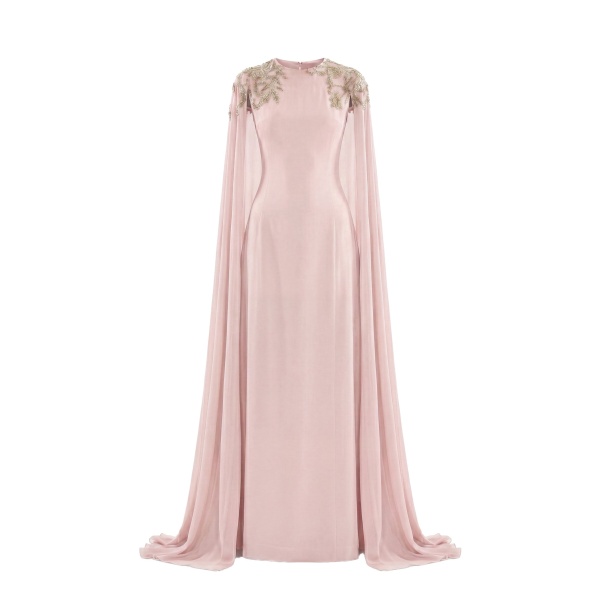 Saiid Kobeisy Embellished Crepe Kaftan in Heavenly Pink, Style 12
